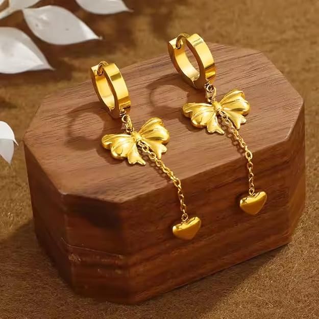 Female gold earrings