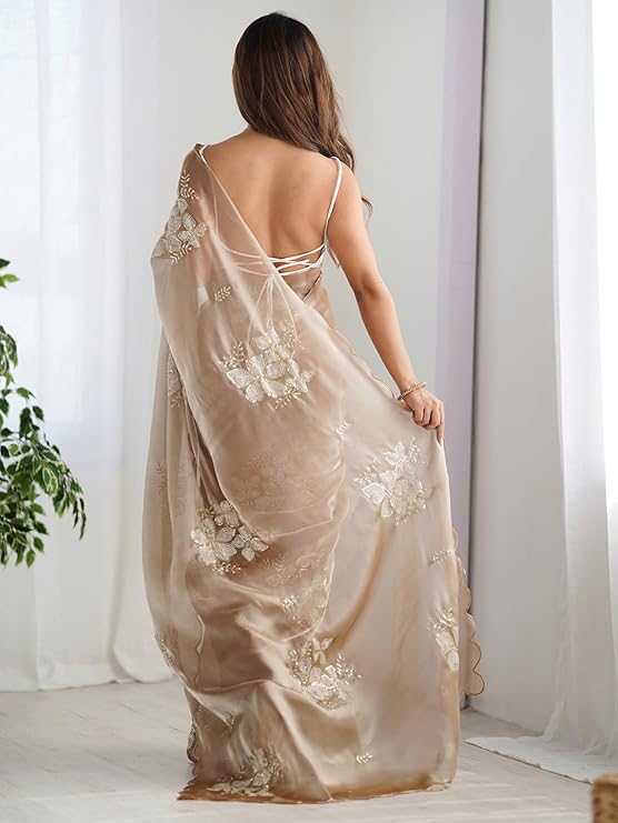 Organza fabric saree