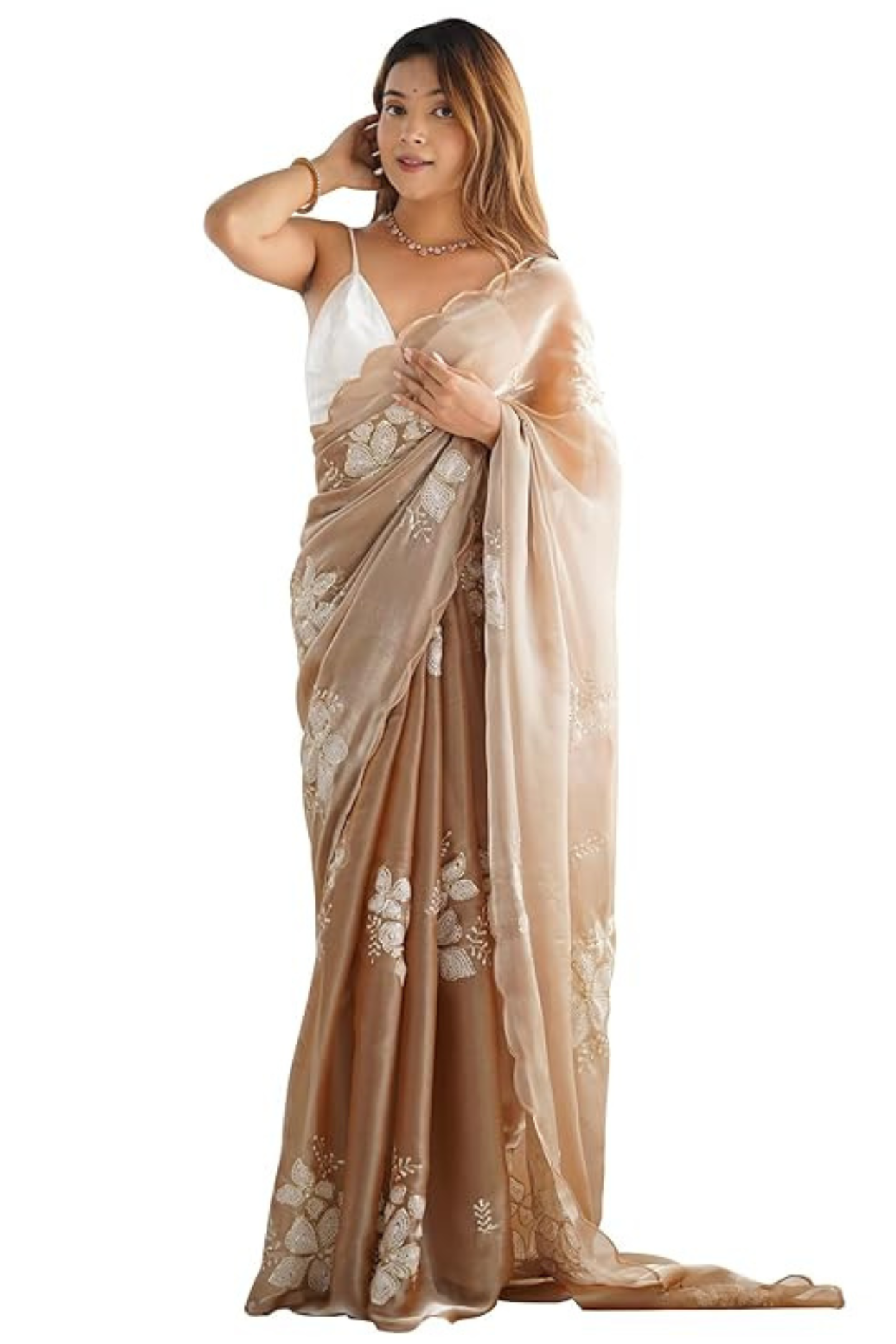 Organza fabric saree